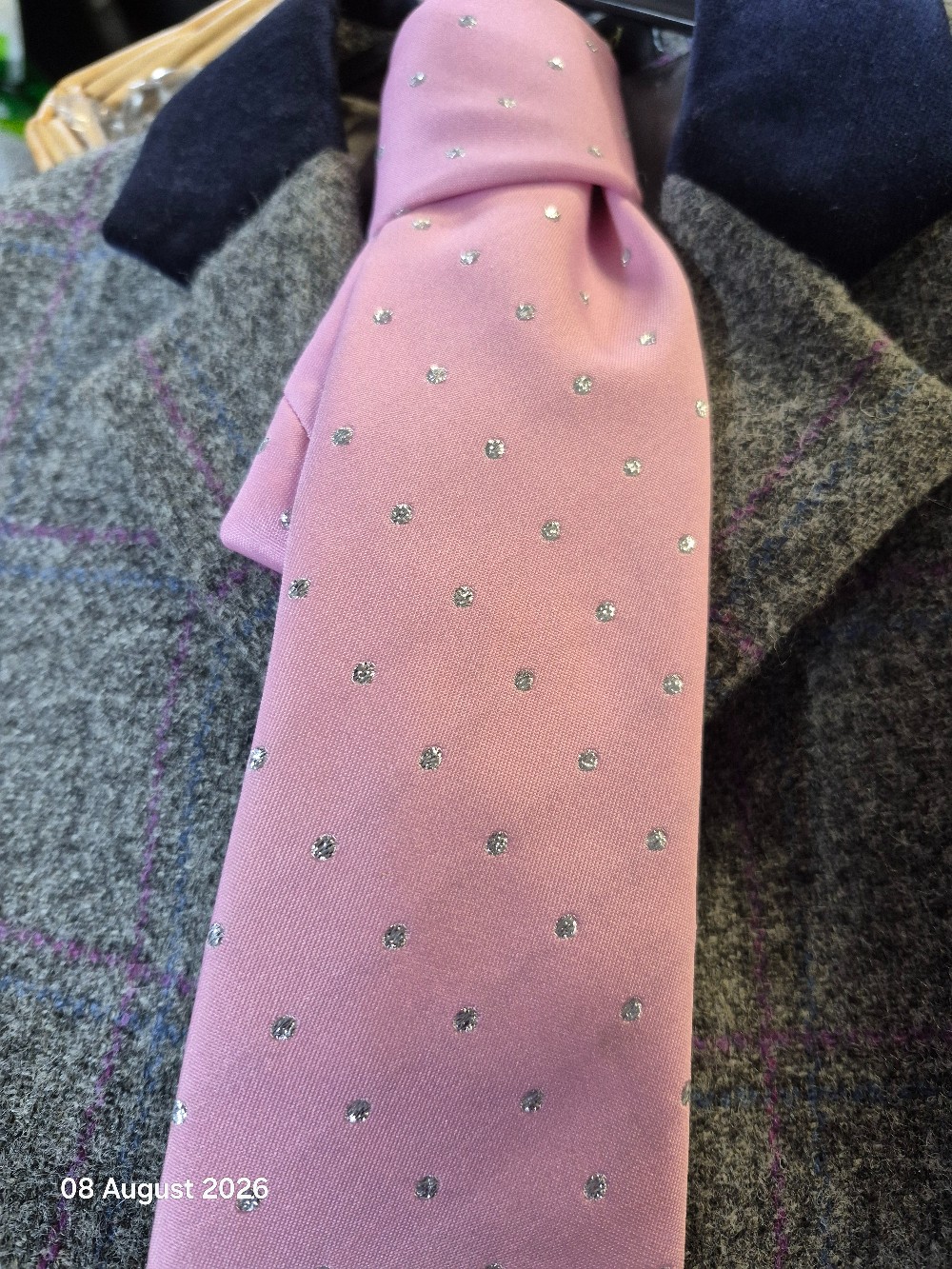 Show Tie Size Adult Colour Pink/Silver Dot LIKE NEW