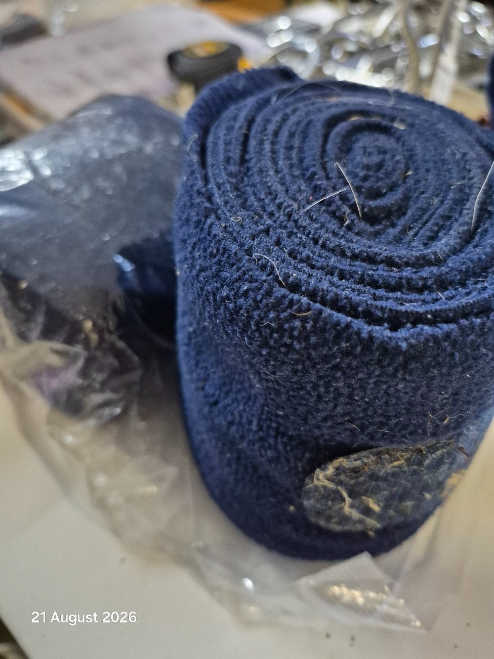 Set of 2 Fleece Bandages Size 12cm wide 3 mtr long Navy USED