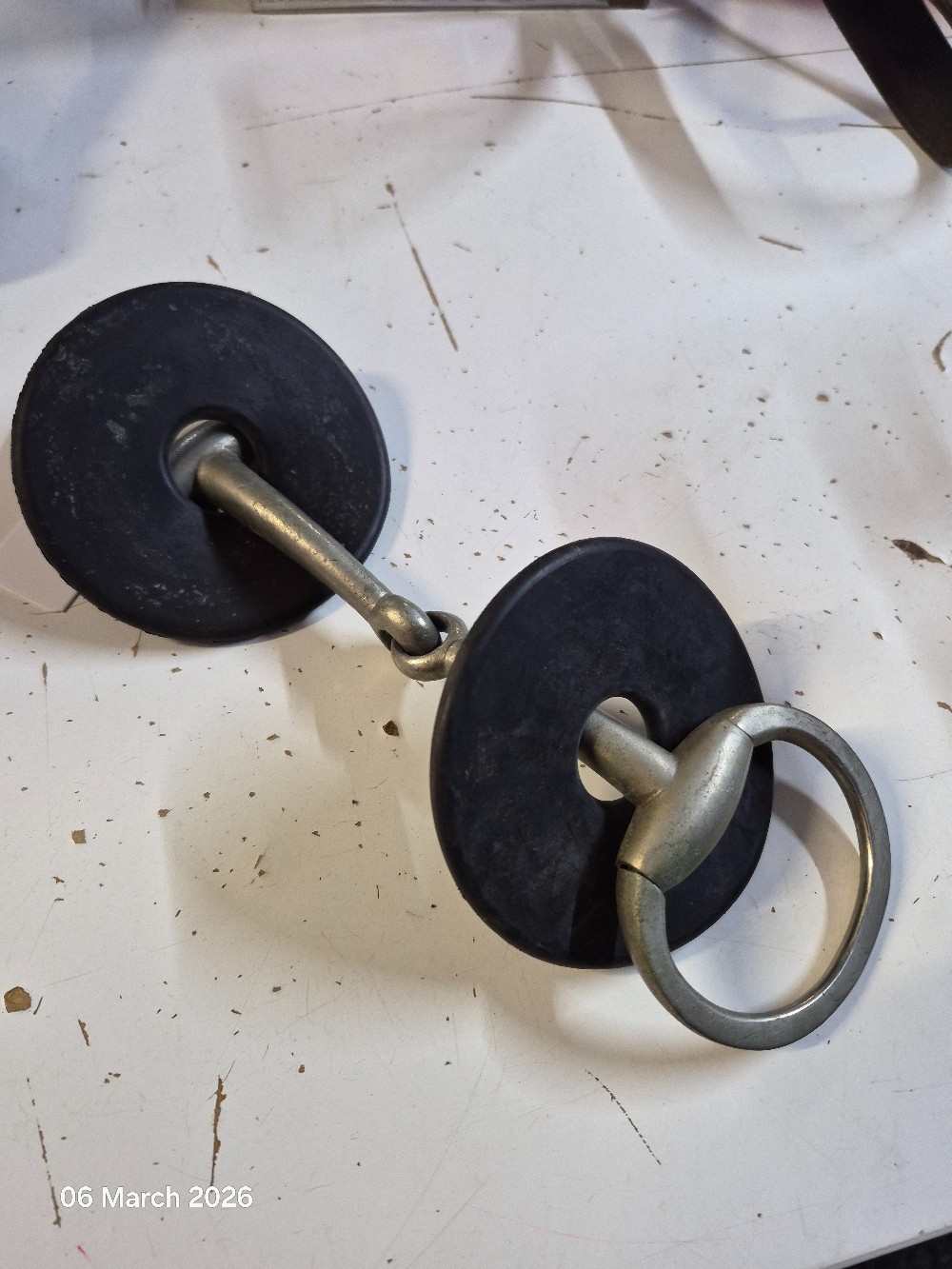 D Ring Snaffle with Brown Bit Guards Size 5