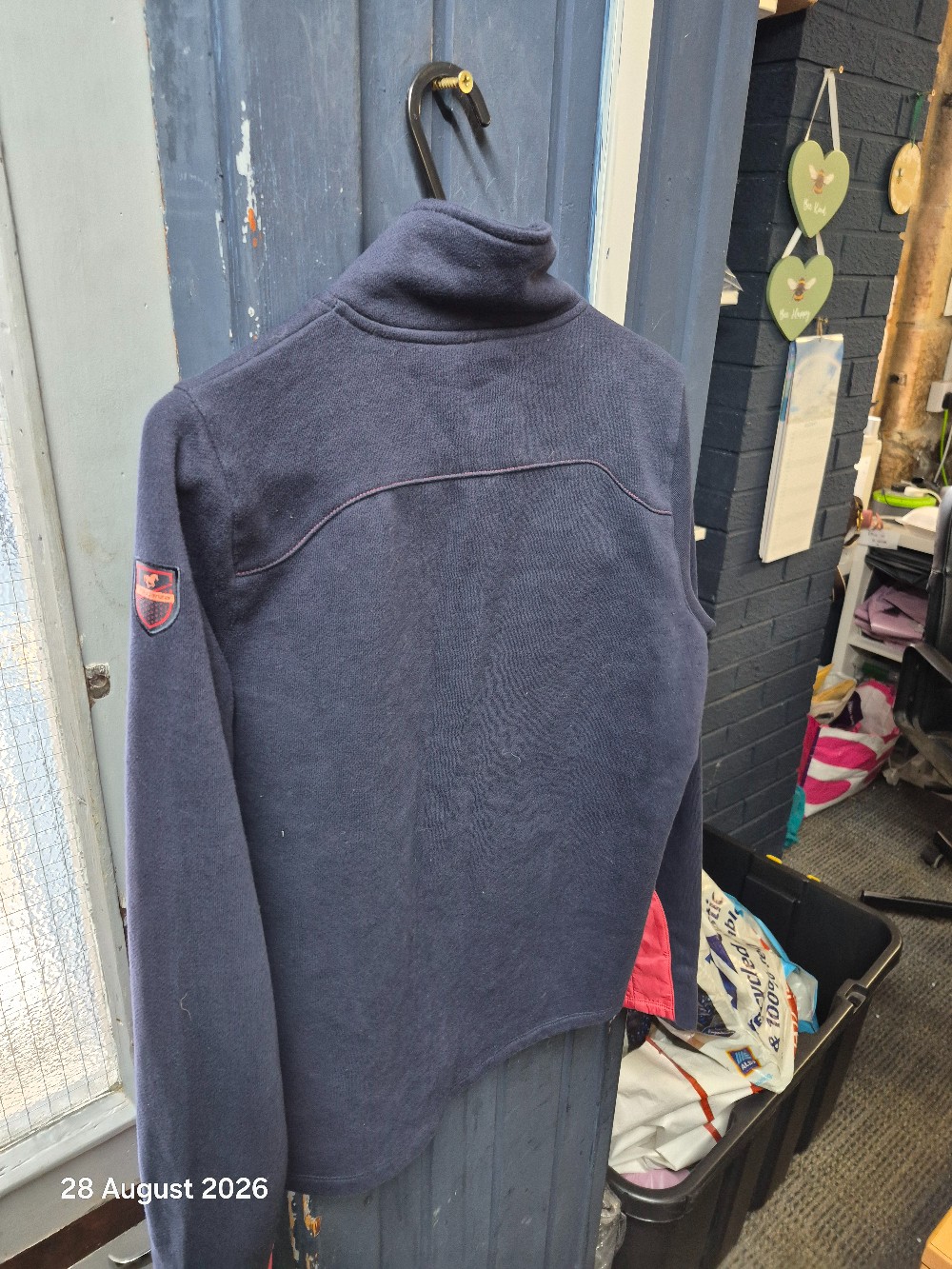 Decathlon Fleece/Quilted Jacket Size Kids 14 Navy/Pink USED