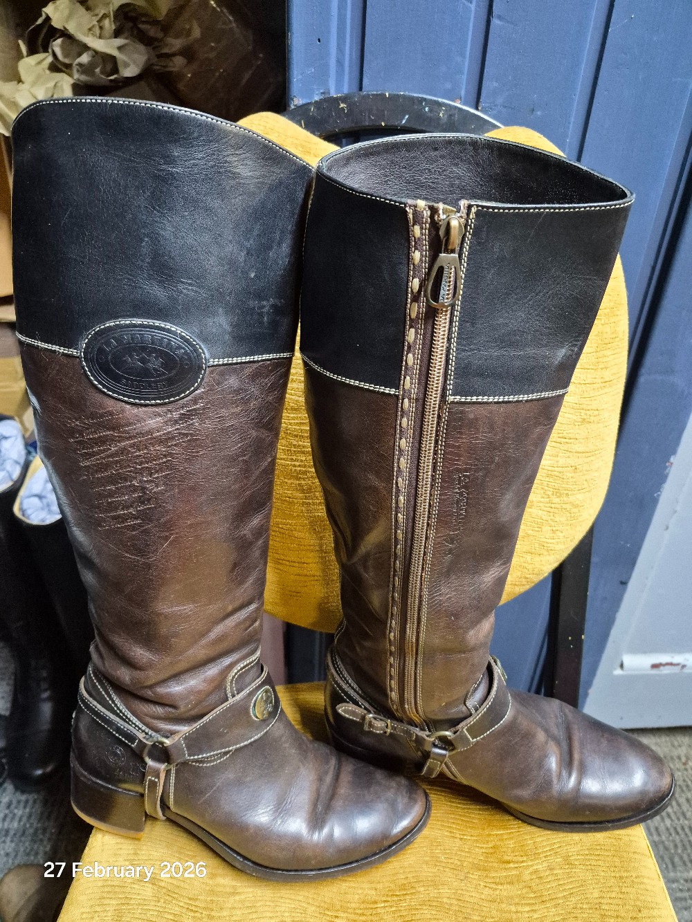 LA Martina Italian made Tall Boots Size 6 euro 39 Brown USED