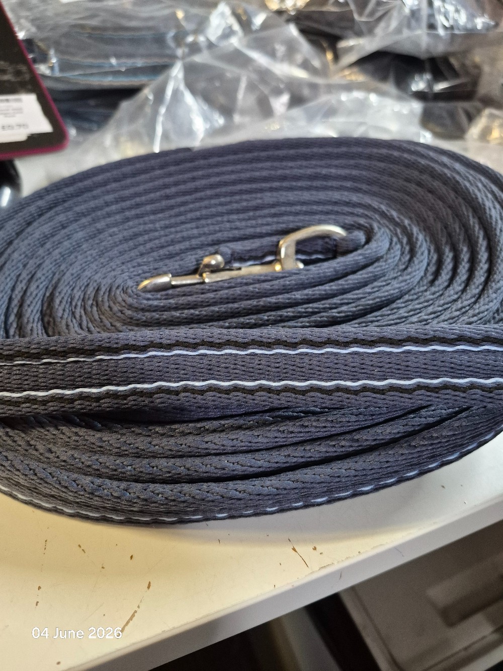 Cushion Padded Lunge Line Size 8 mtr Bluey/Grey NEW