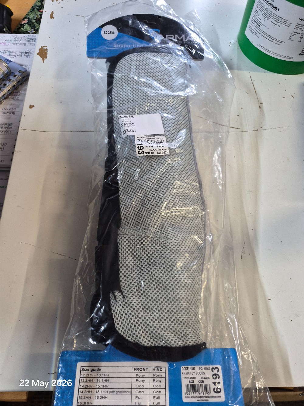 ARMA Fly Turnout Socks Size COB Colour Grey/Black BNWT
