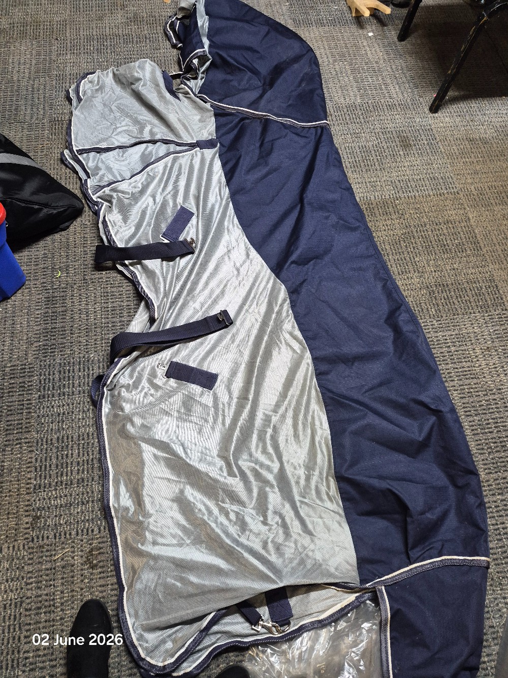 CP W/Proof Combo Fly Rug Size 6'3 Silver/Navy BNWT