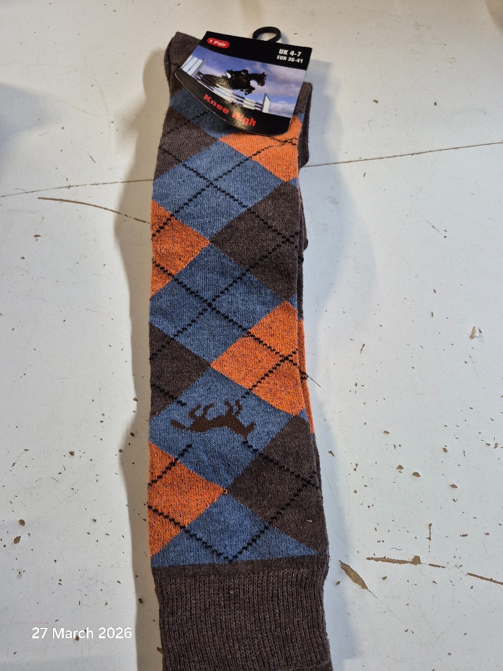 Knee High Socks Size Adult 4-7 Brown/Blue ORange BNWT