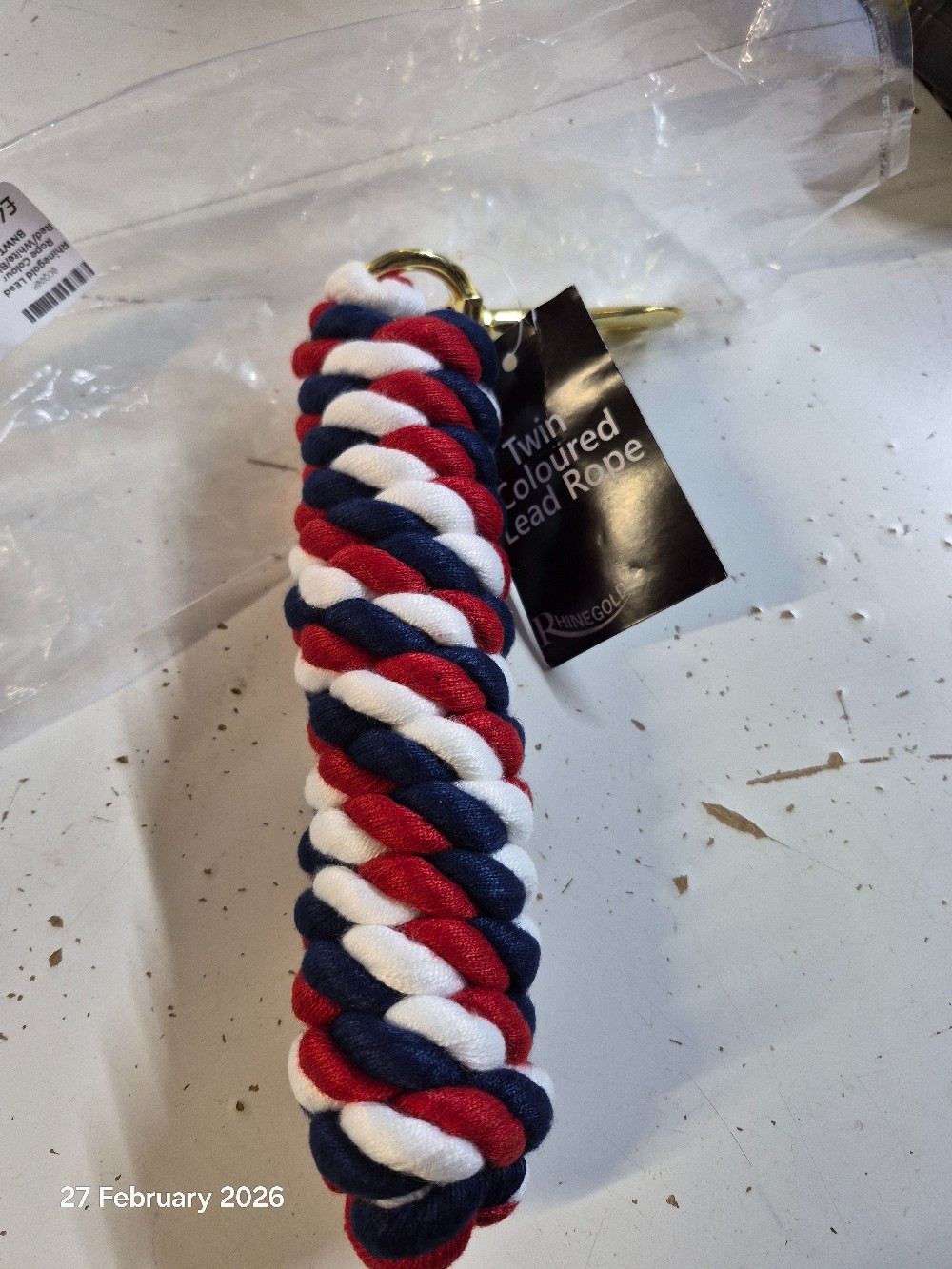 Rhinegold LEad Rope Colour Red/White/Blue BNWT