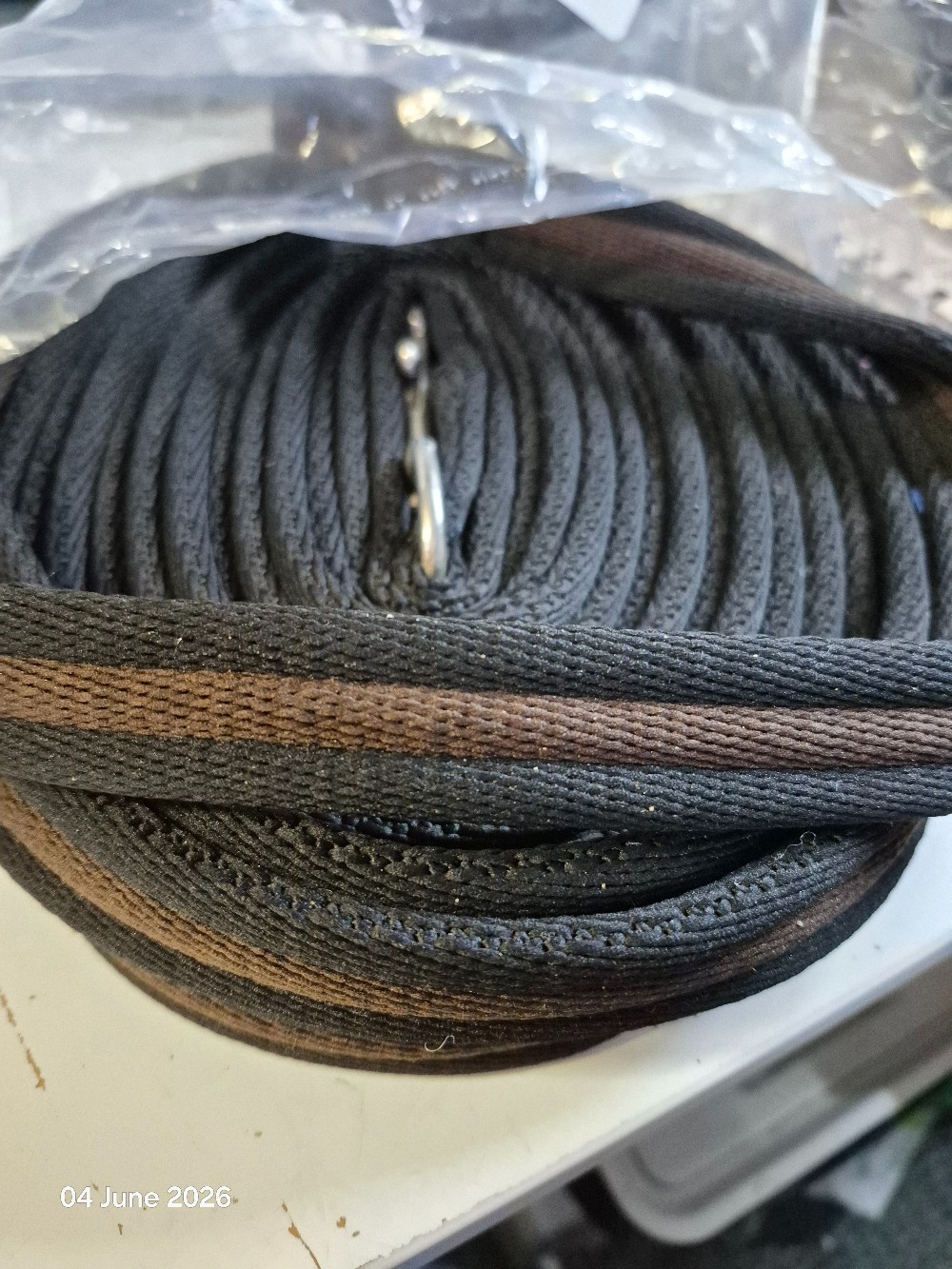 Cushion Padded Lunge Line Size 8 mtr Black/Brown NEW