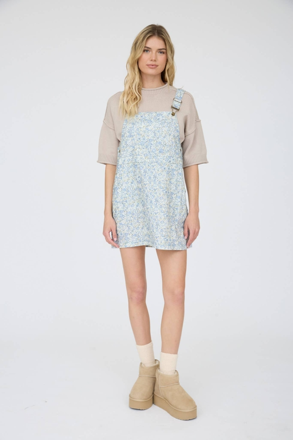 Floral Print Overall Mini Dress