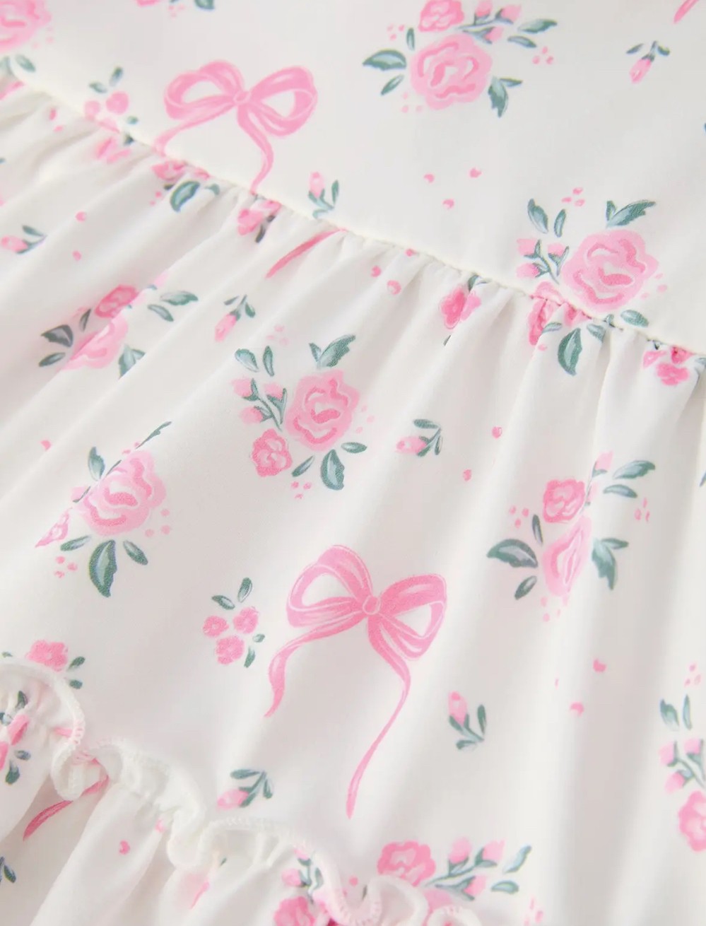 Pink Floral Bow Strap Dress