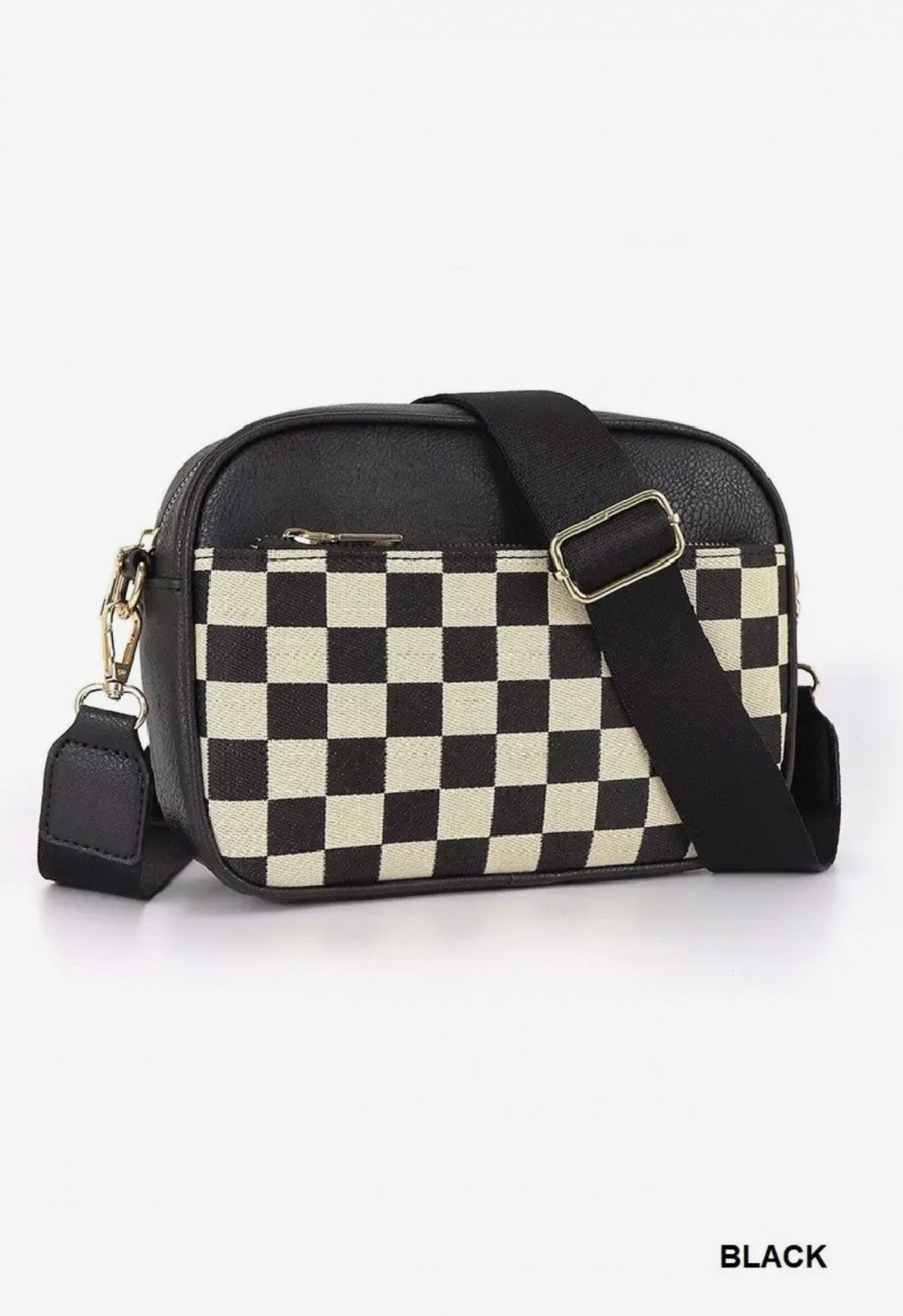 Black Checkered Crossbody