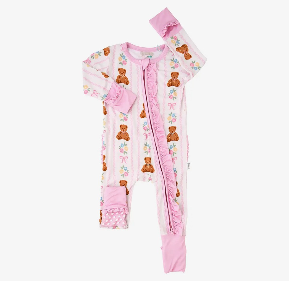 Pink Bear Ruffle Bamboo Outfit