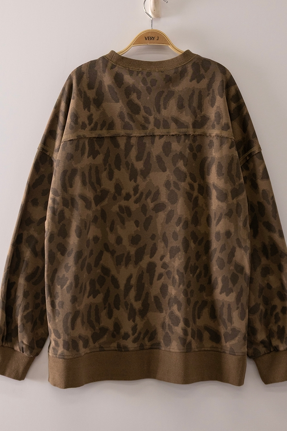 Printed Crew Neck Sweatshirt - Mocha