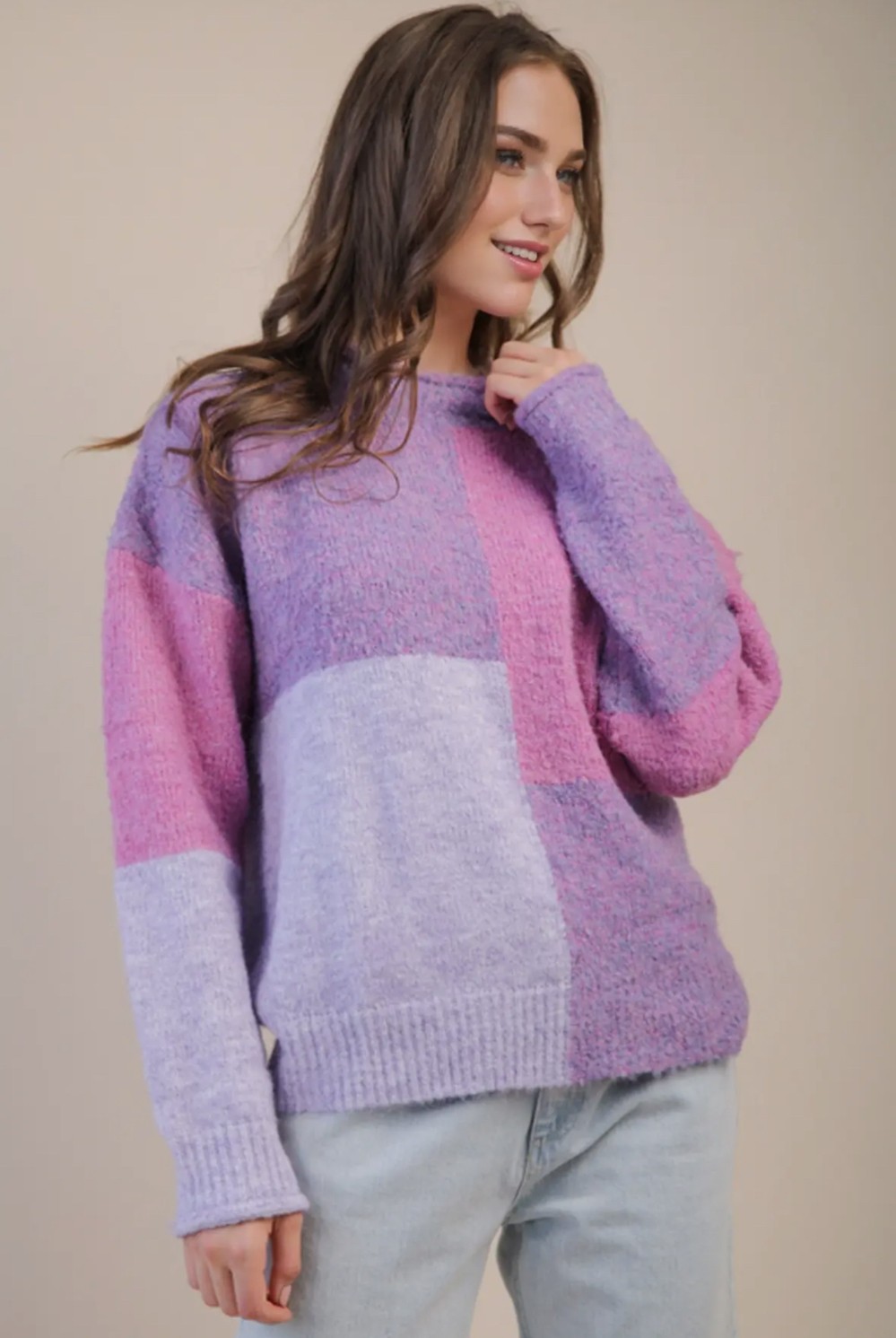 Color Block Cozy Knit Sweater