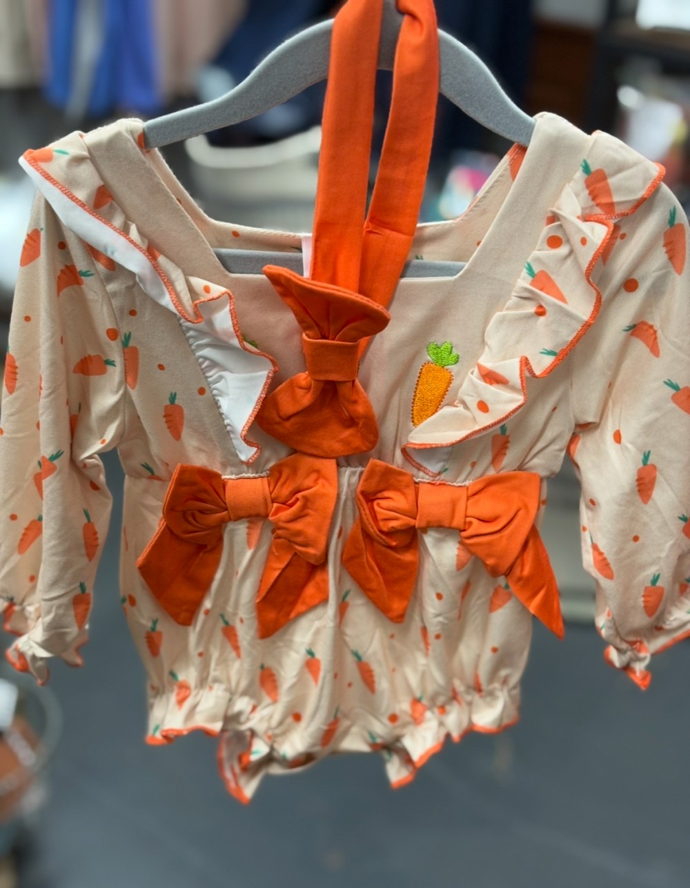 Easter Carrot Bow Romper Headband Set
