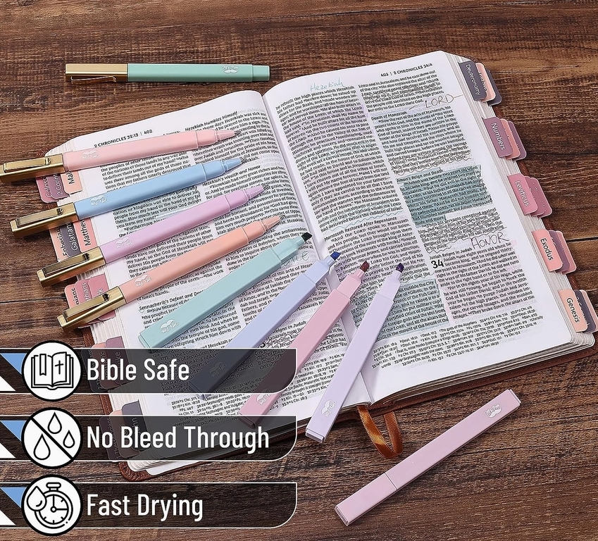 12-Pack Aesthetic No Bleed Highlighters & Pens