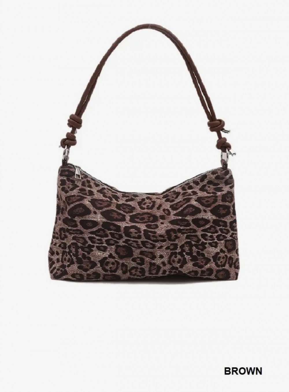 Brown Vintage Leopard Faux Suede Shoulder Bag