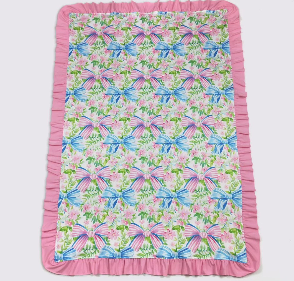 Sweet Spring Floral Bows Baby Blanket