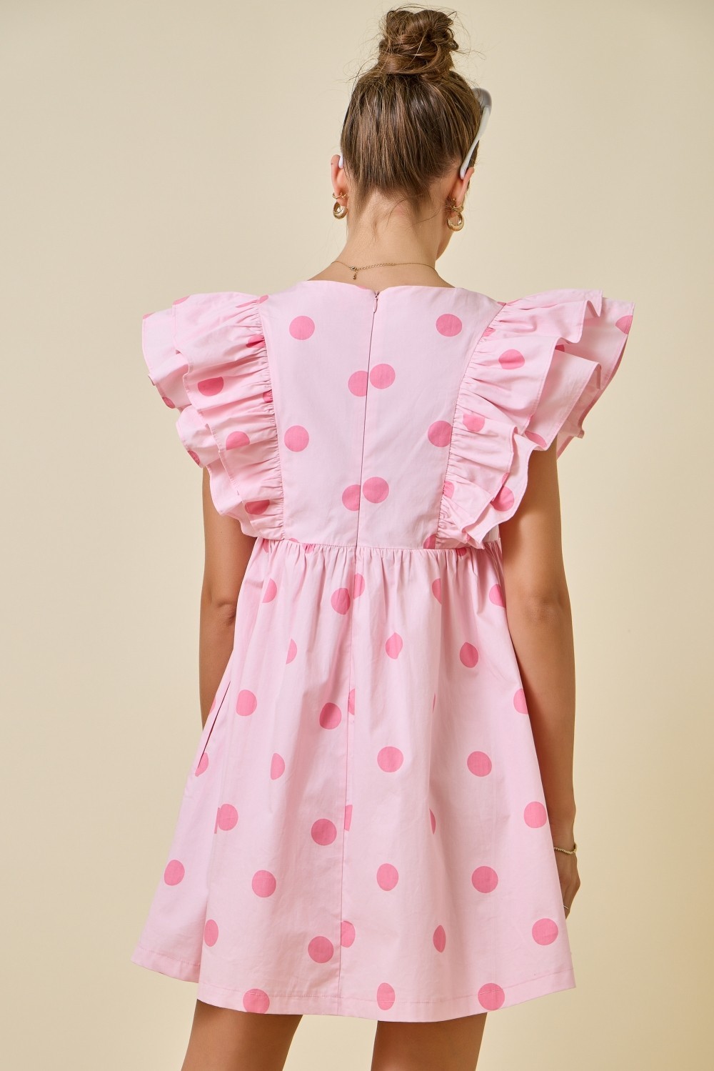 Polkadots Ruffle Dress With Gathered Empire Waist