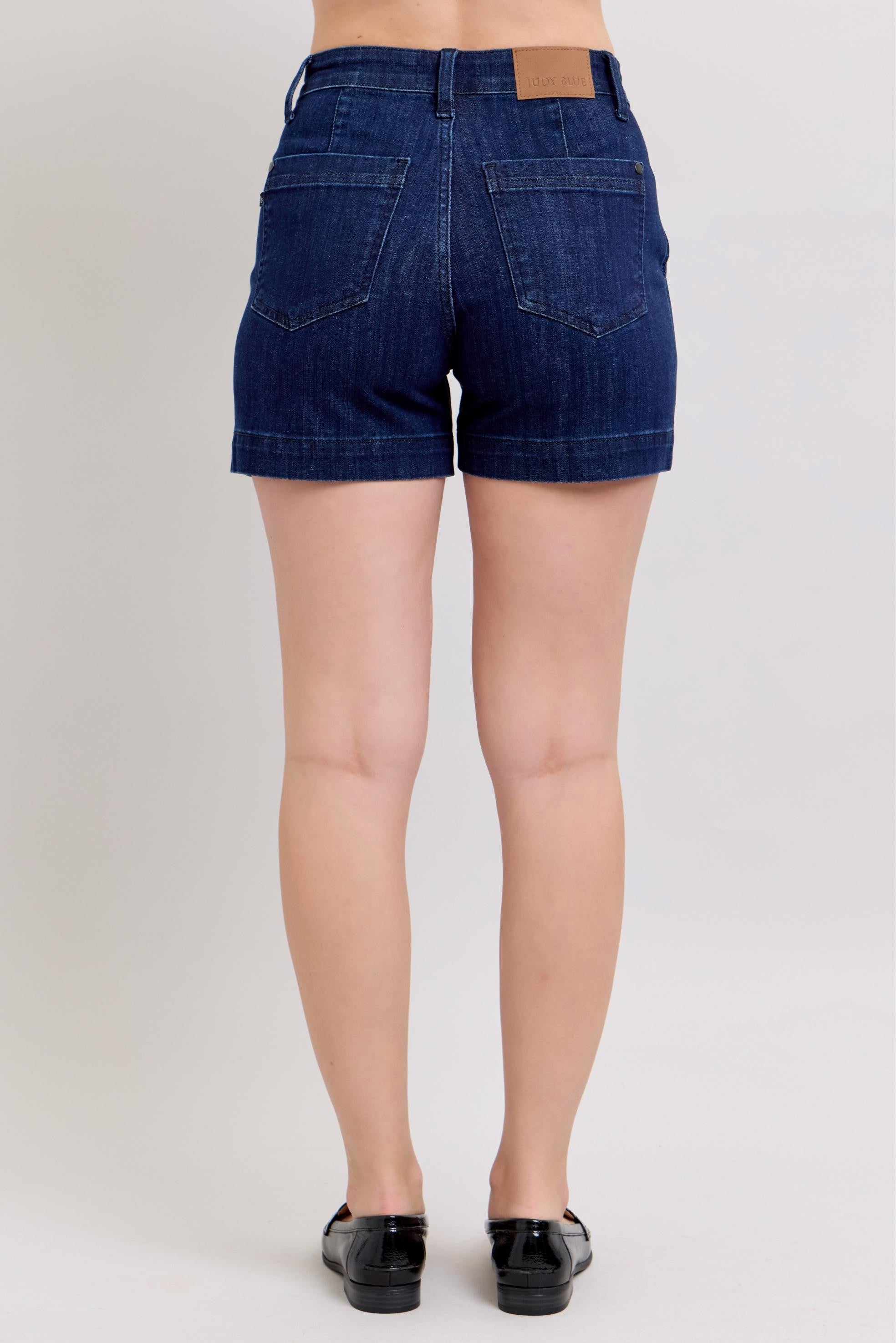 Dark Wash Denim Trouser Shorts