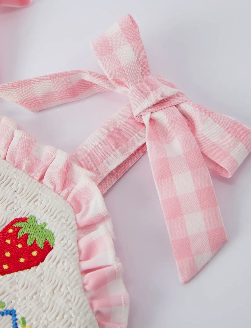 Strawberry Embroidered Ruffle Baby Romper