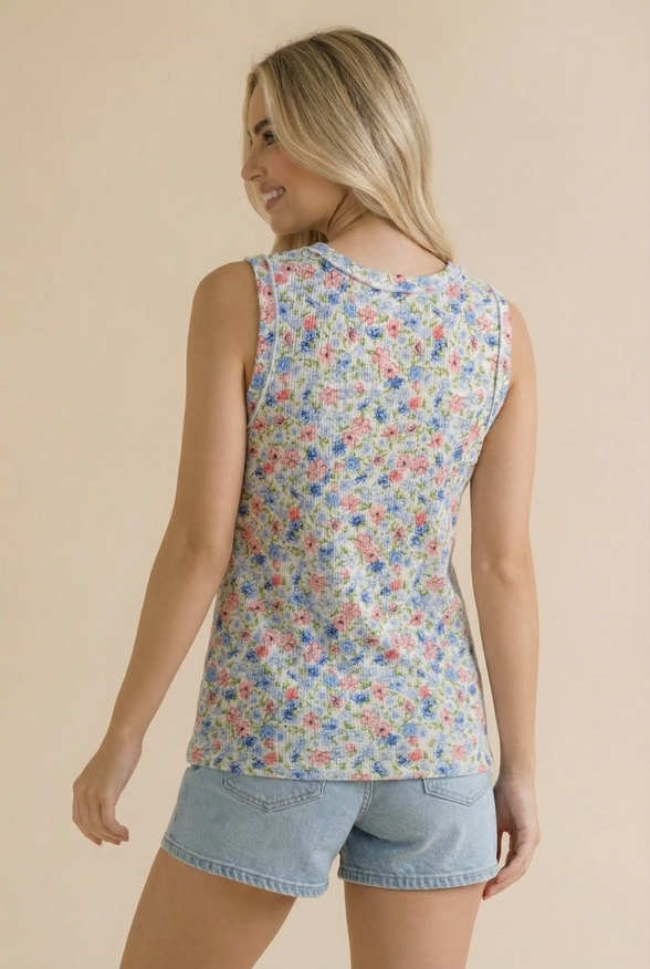 Round Neck Banded Sleeveless Knit Top
