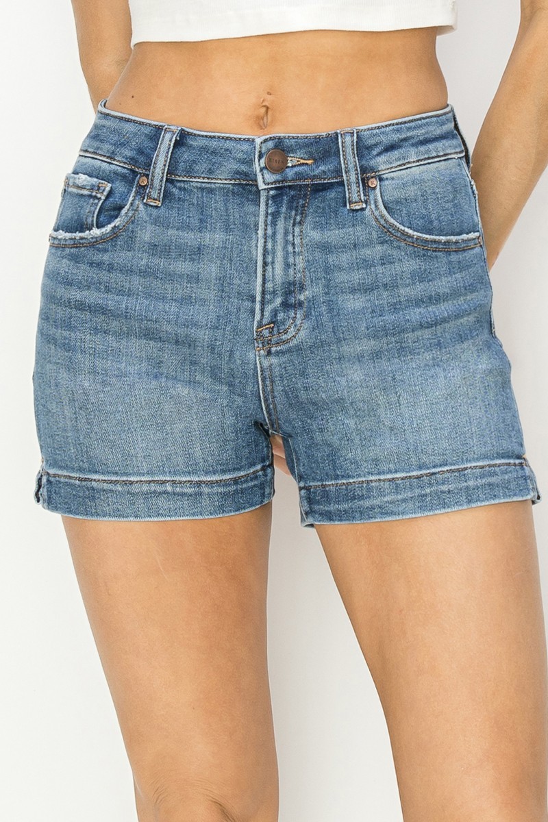 RISEN High Rise Side Slit Basic Shorts