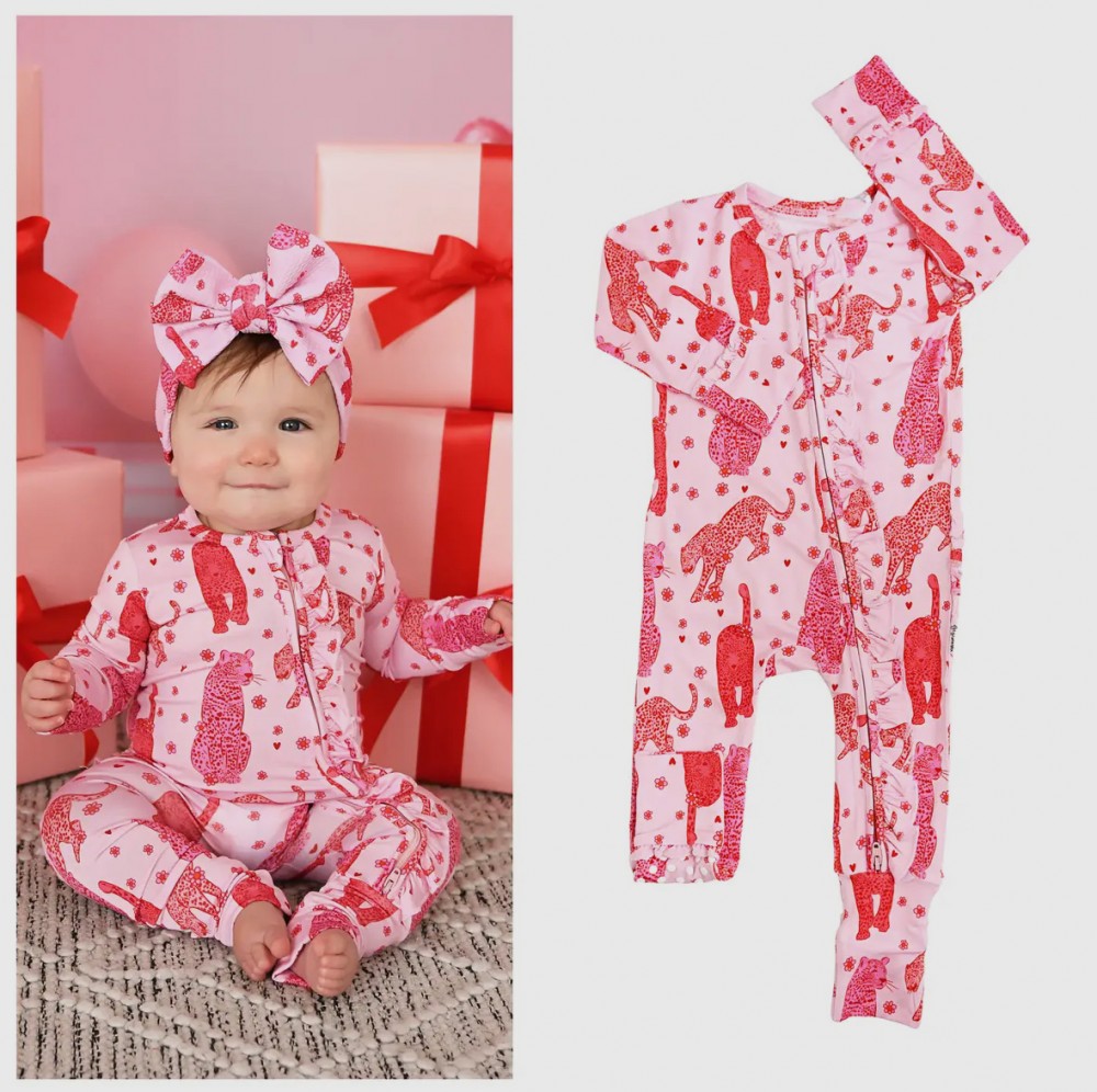 Pink Leopard Ruffle Bamboo Sleeper