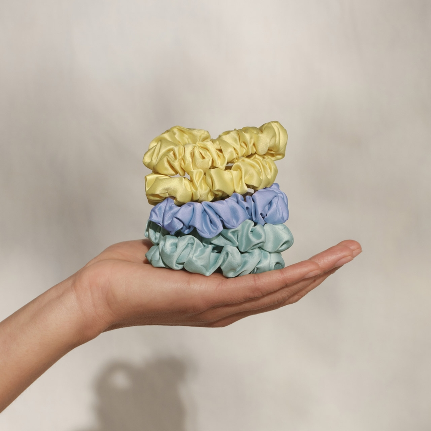 Ruched Satin Scrunchies 5pc Set - Multi-Color