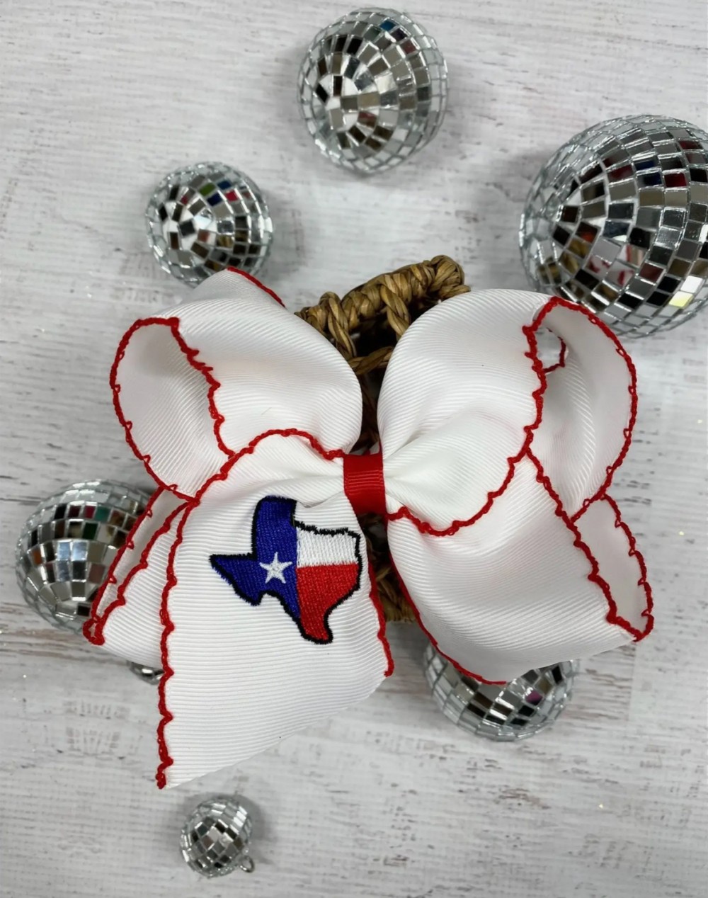 Texas Flag Embroidered Bow On Clip