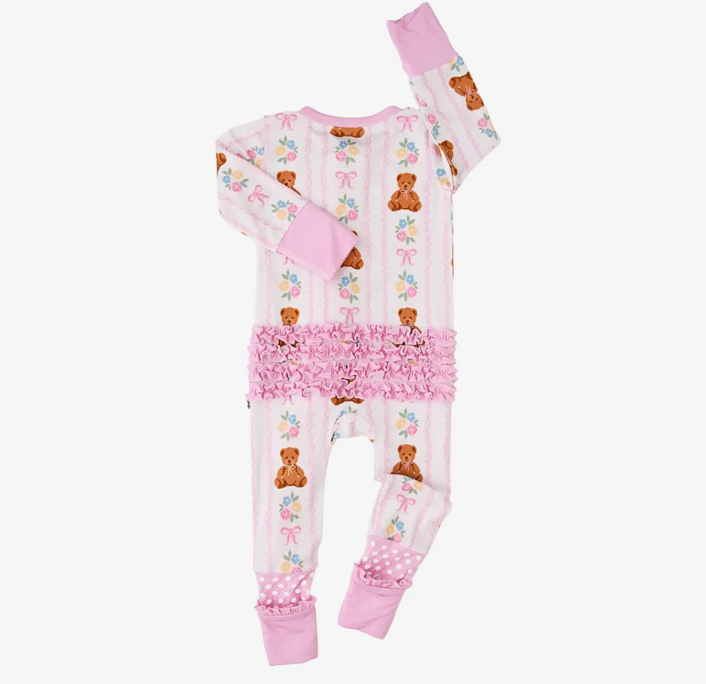 Pink Bear Ruffle Bamboo Outfit