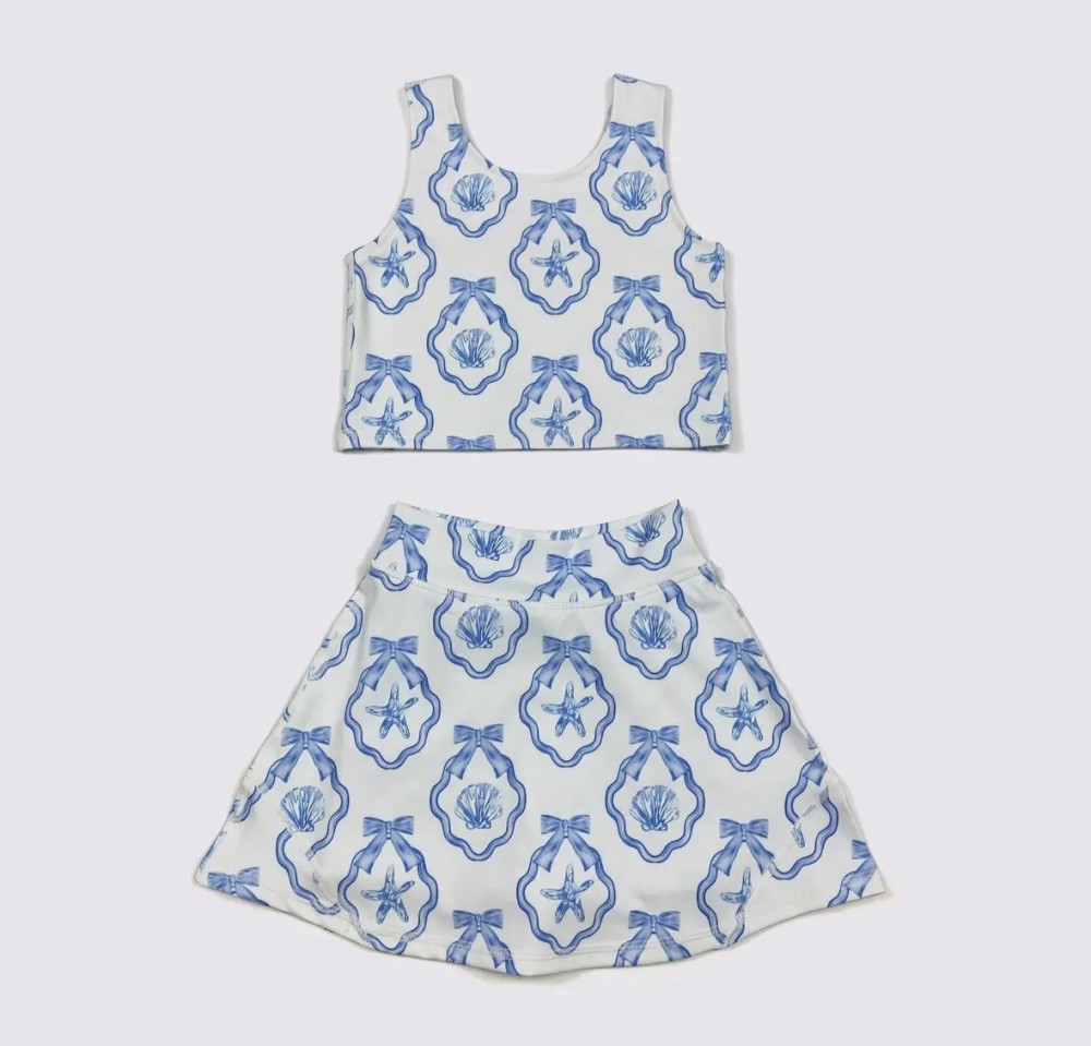 Blue Seashell Girl's Skort Set