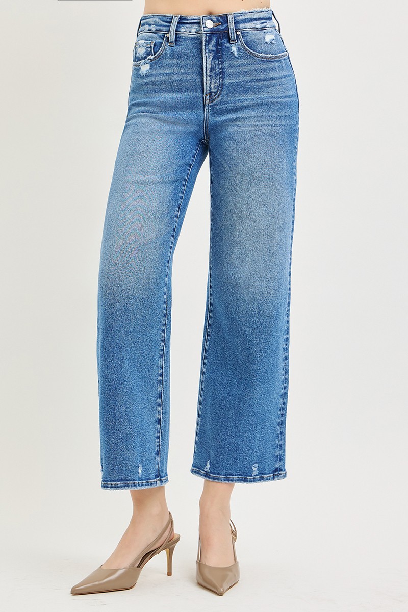 Risen Jeans Tummy Control High Rise Crop Wide Jeans