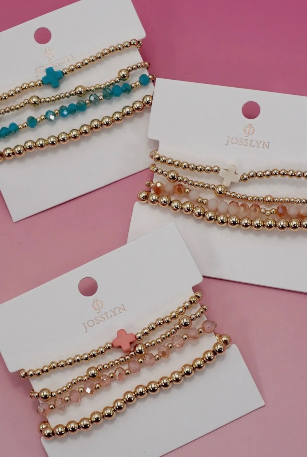 Boho Cross Multi Colorful Beaded Stretch Bracelet