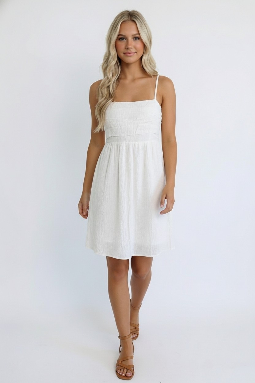 Smocked Back Babydoll Spaghetti Strap Dress