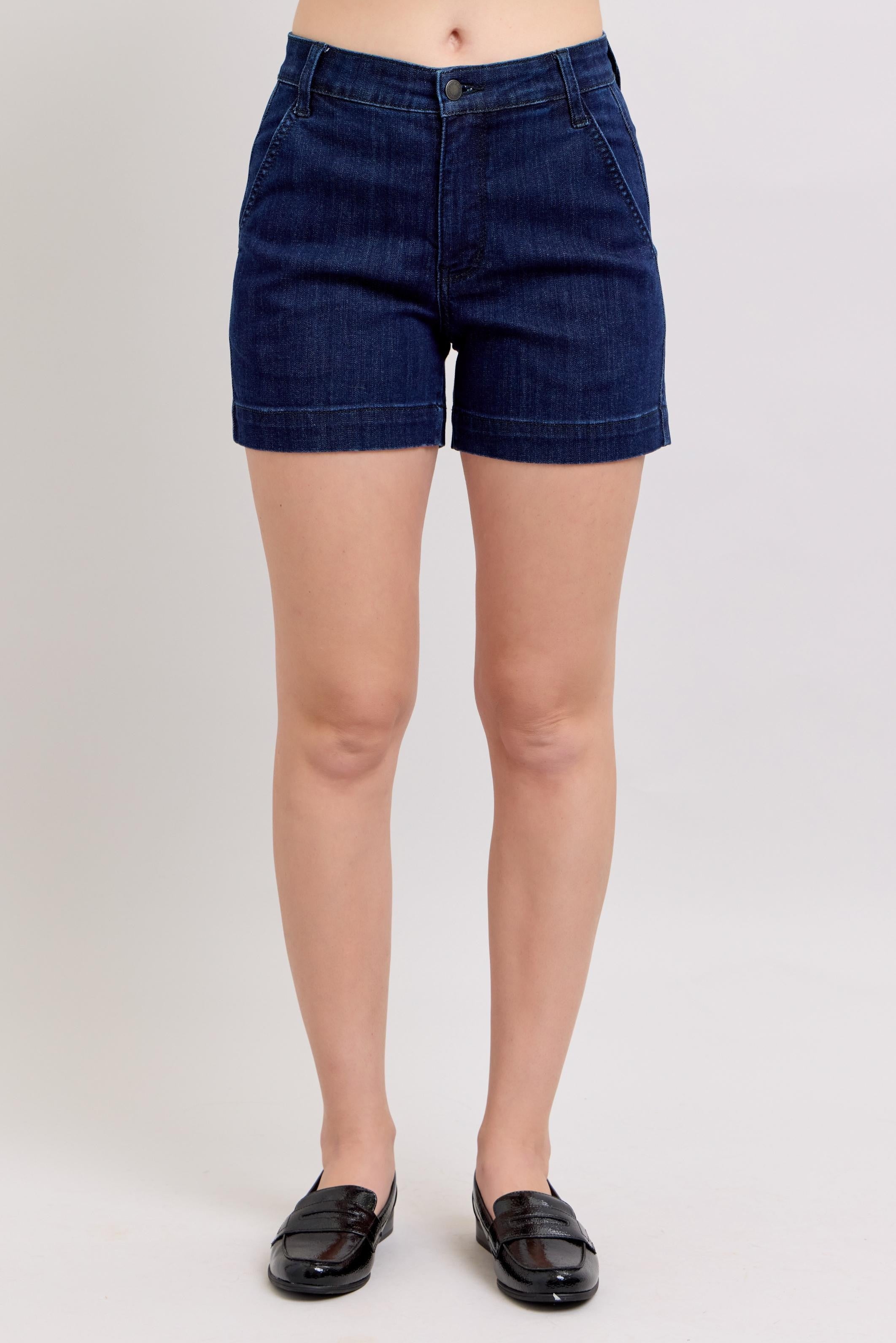 Dark Wash Denim Trouser Shorts