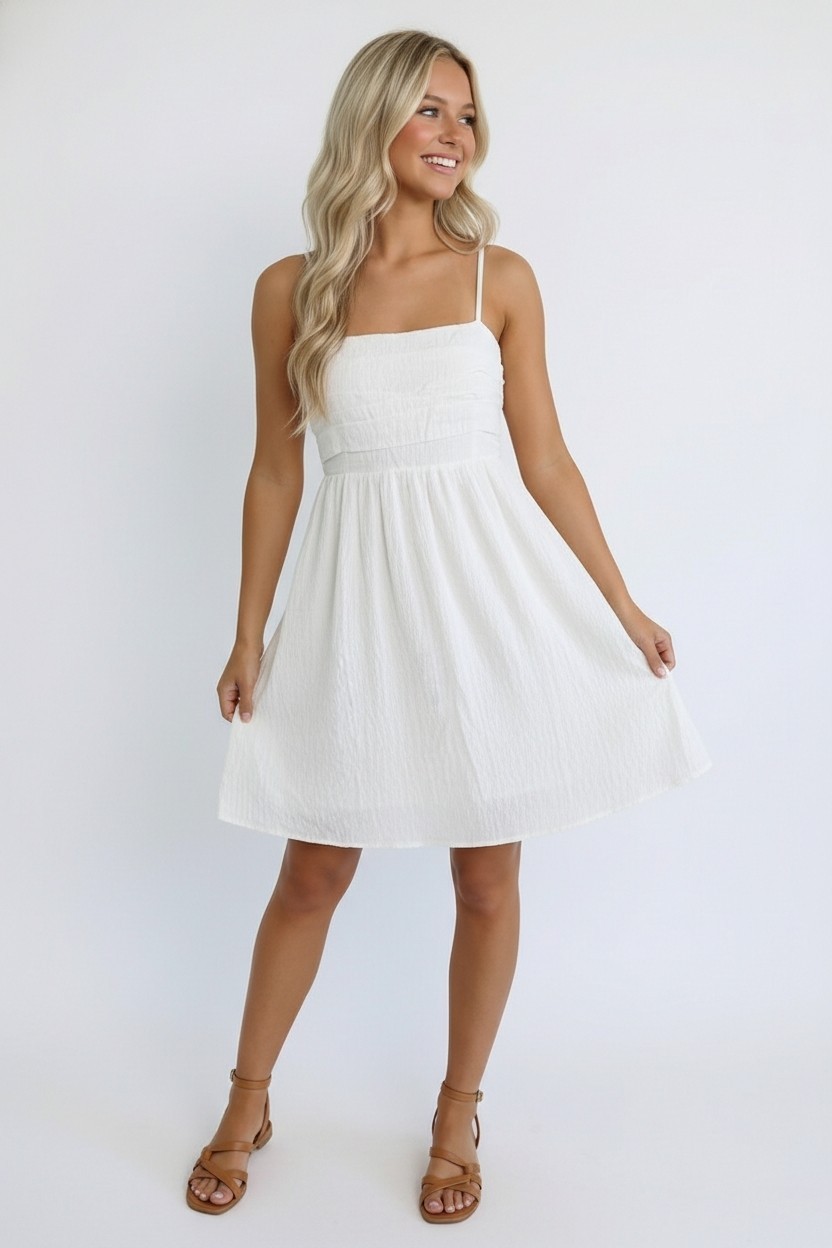 Smocked Back Babydoll Spaghetti Strap Dress