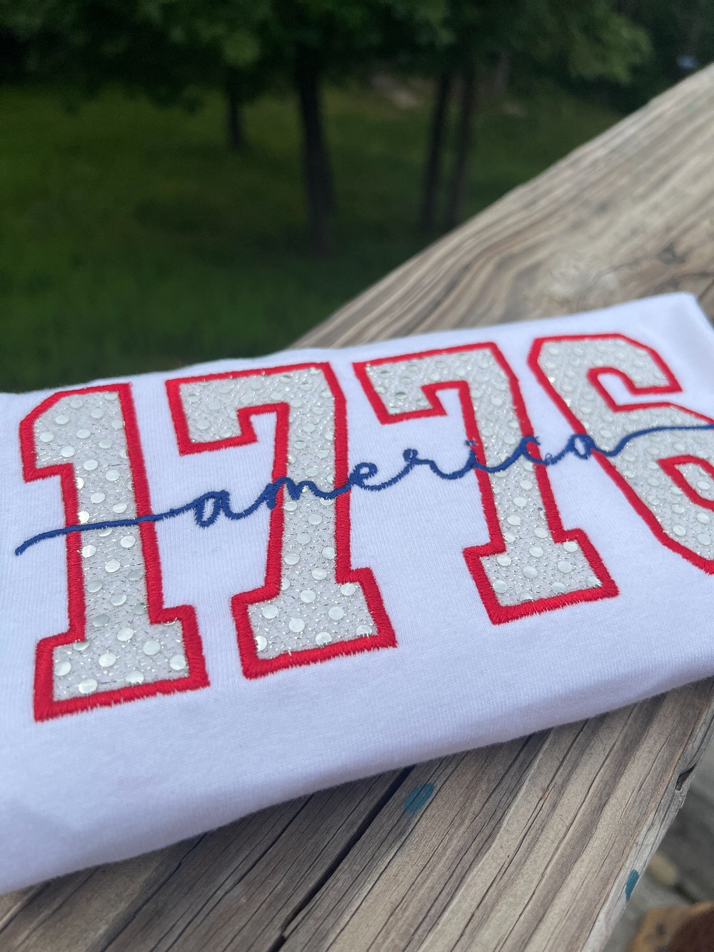 1776 America Spangle Embroidered Youth T Shirt