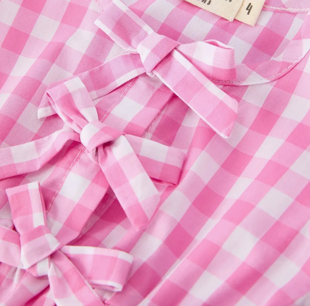 Pink Plaid Flutter Sleeve Baby Romper