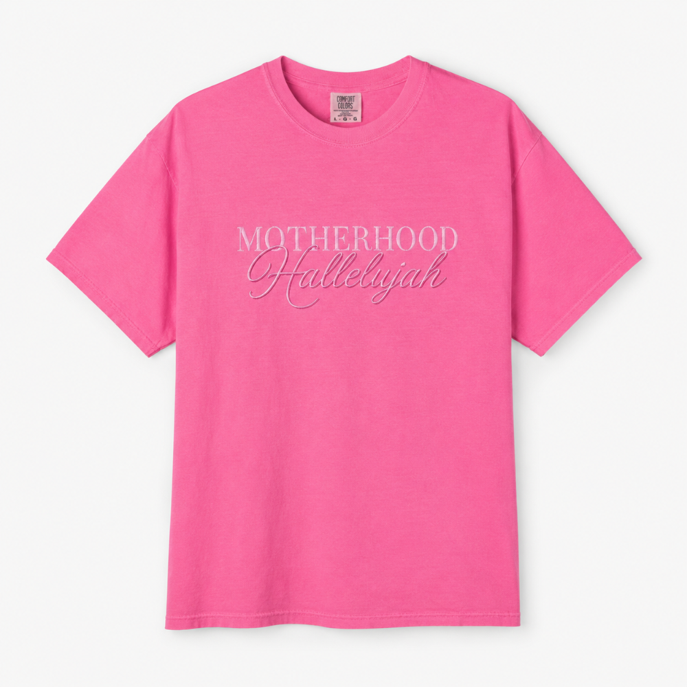 Motherhood Hallelujah Embroidered T Shirt