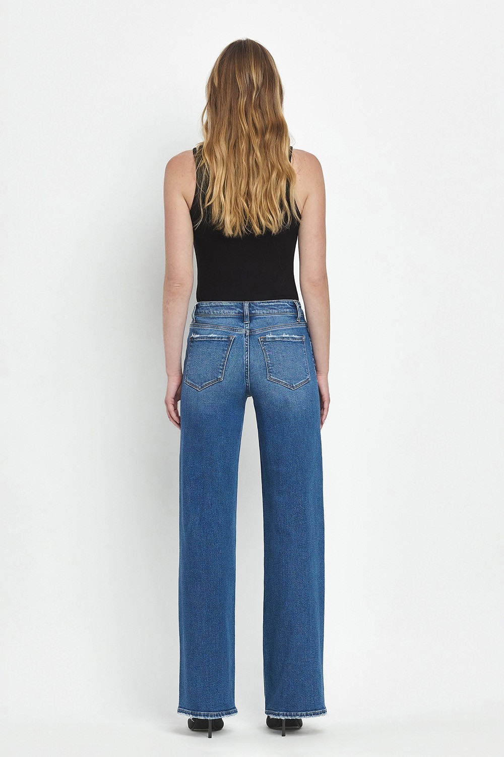 VERVET Mid Rise Full Length Wide Leg Jeans