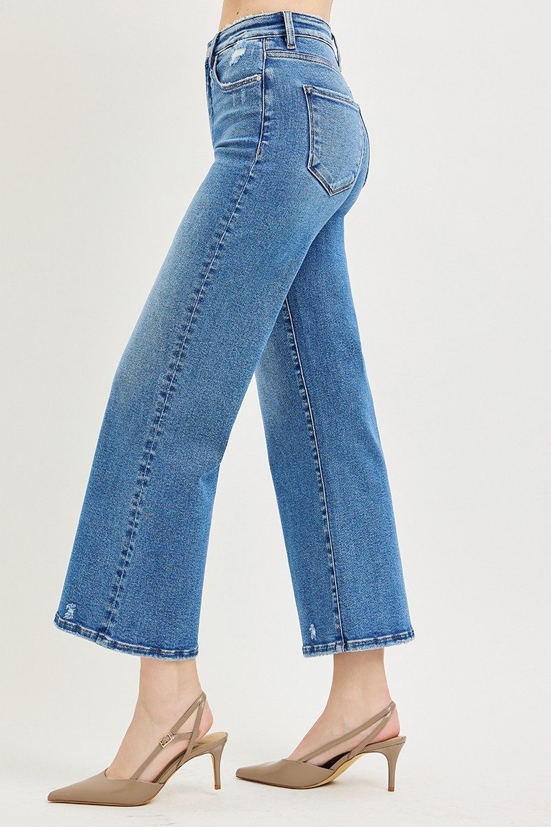 Risen Jeans Tummy Control High Rise Crop Wide Jeans