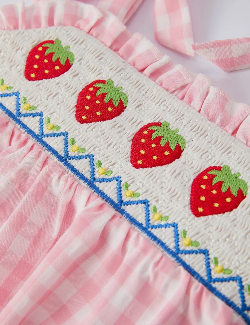 Strawberry Embroidered Ruffle Baby Romper