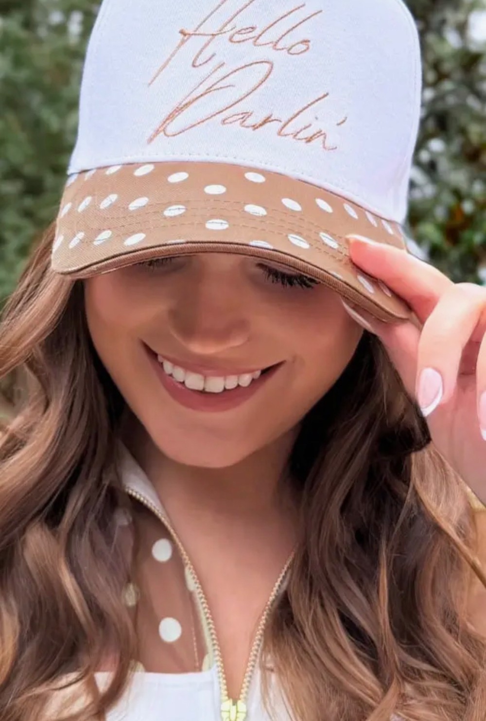 Hello Darlin' Polka Dot Tan Hat