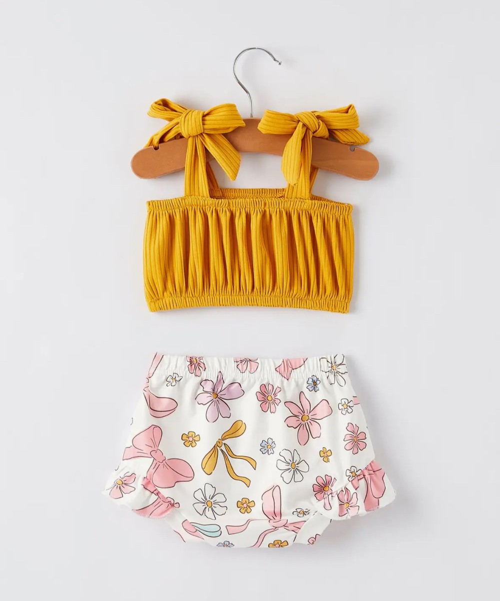 Colorful Bow Florals Bloomers Set