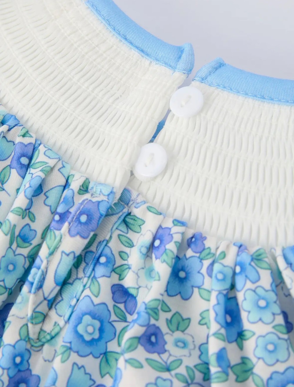 I Love Mama Blue Floral Baby Romper