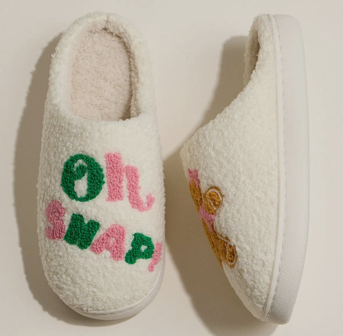 Gingerbread Embroidered Slippers