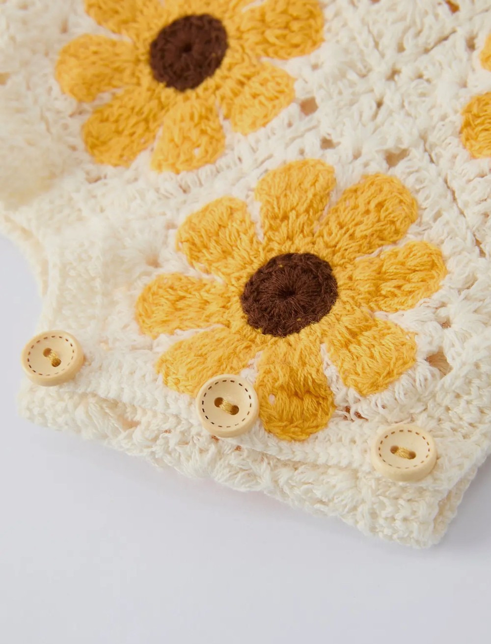 Sunflower Crochet Baby Romper