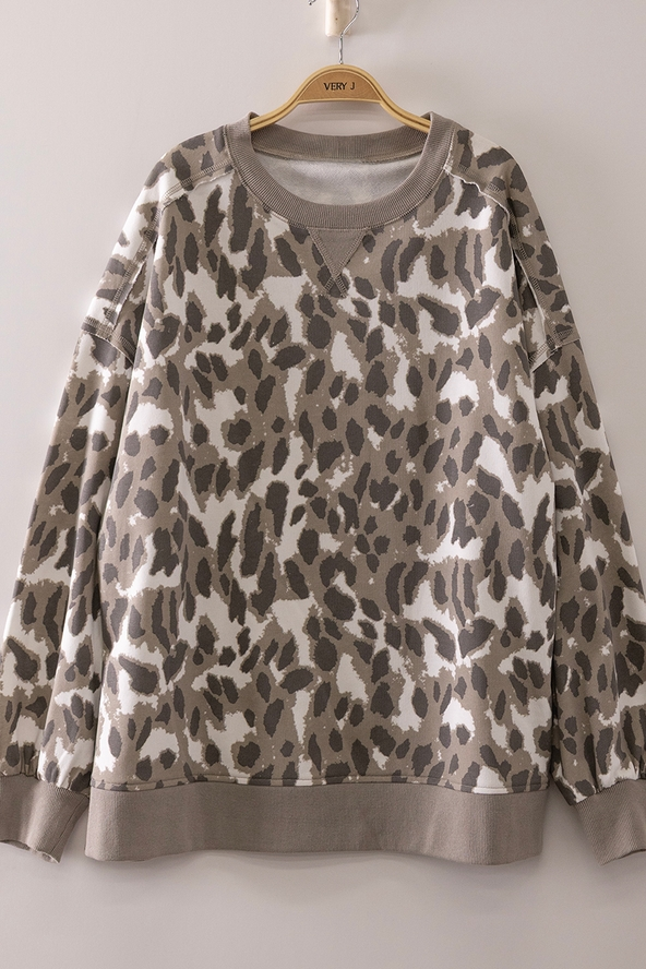 Printed Crew Neck Sweatshirt - Grey