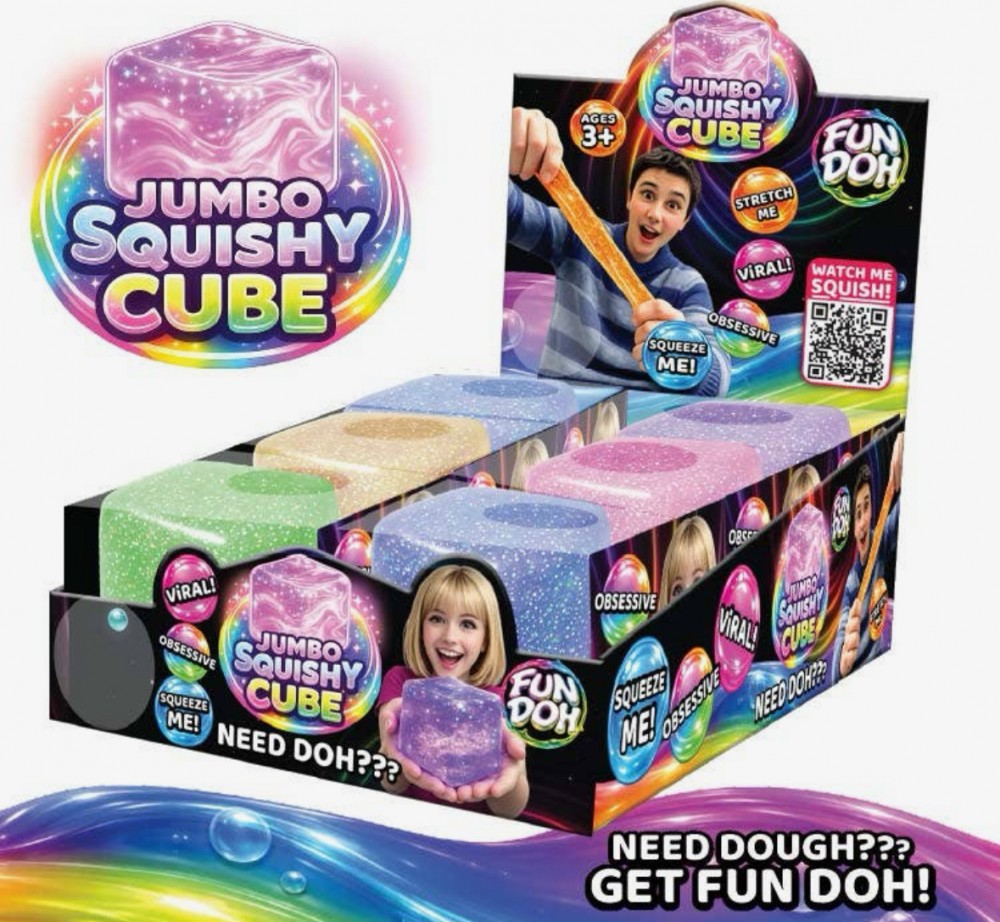 Fun Doh Jumbo Glitter Cube Squishy Toy