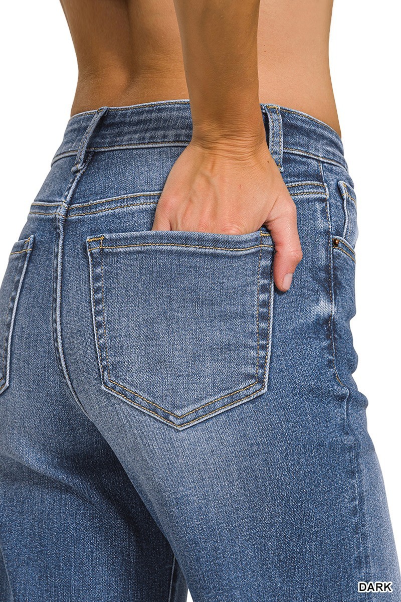Wide-leg Center Seam Cropped Denim Pants